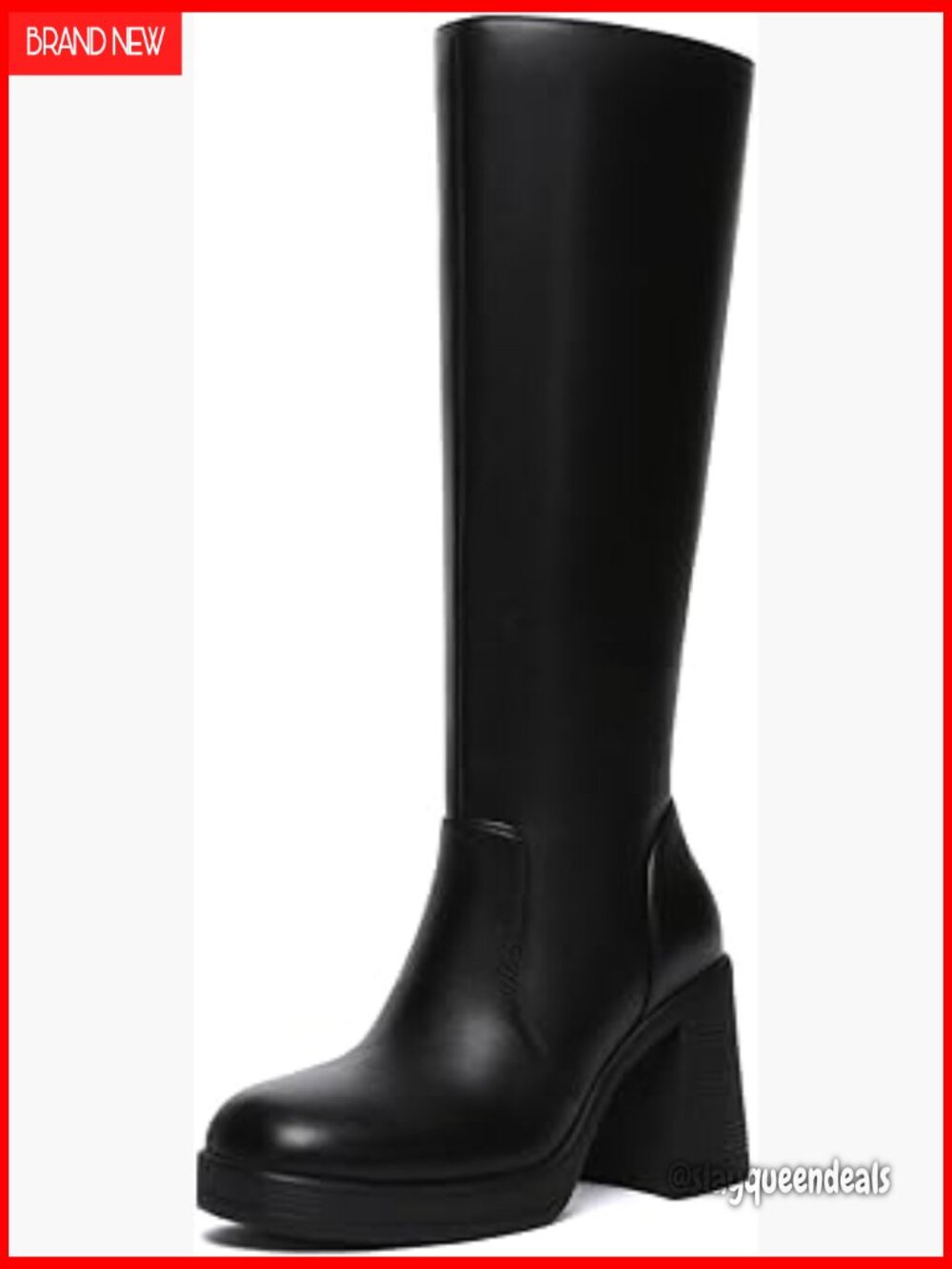 Knee High Platform Boots Square Toe Chunky Heel Women's Fashion